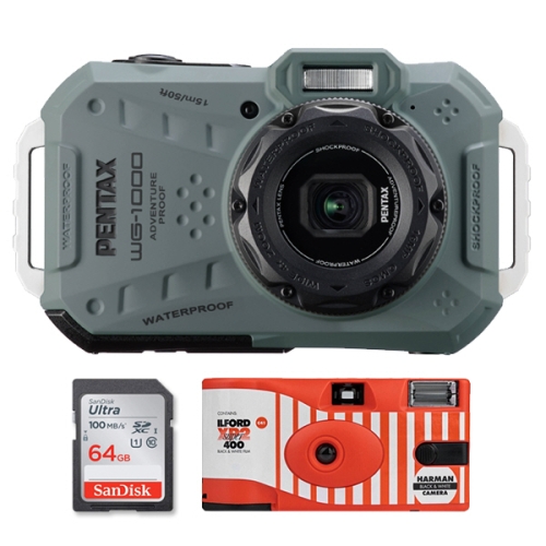 💕사은품💕 [펜탁스공식대리점 컴온탑] WG-1000 ⭐재고보유⭐ 아웃도어 디지털 카메라 🎁구매시 샌디스크 SD 64GB & 포토리뷰 일회용 흑백 카메라 증정🎁