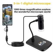 [정품] 디지털 현미경 / 디지털 마이크로 스코프 / DIGITAL MICROSCOPE / 50배~1000배 / 휴대폰 연결용 / 스탠드 포함 / 조명확대경 / AN-104 /