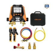 [정품] Elitech / 디지털 매니폴드게이지 세트 / 4Port+2Valve / MS-870-SET+무선 / MS870SET+무선 / 무선온도클램프+진공호스+케이스+커넥터 /