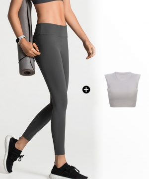 여성 요가복 세트 │ 9부 레깅스 PT077 + 크롭탑 PT100 │ 트레이닝웨어 / 선택 가능