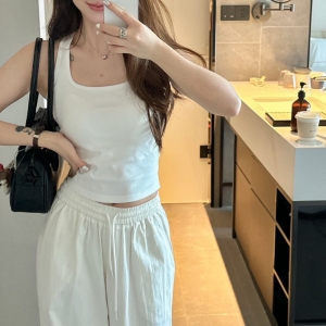 캡내장 면 골지 크롭 브라탑 RN005 │ 베이직 일체형 브라캡 나시