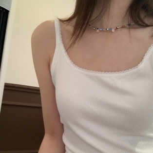 면 캡내장 크롭 백리스 브라탑 끈나시 RN006 │ 편안한 일체형 브라탑