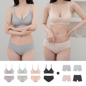 노와이어 심리스 노라인 브라팬티세트 12종 │ 무자극 무봉제 브라+추가팬티 세트 N6050+MD028