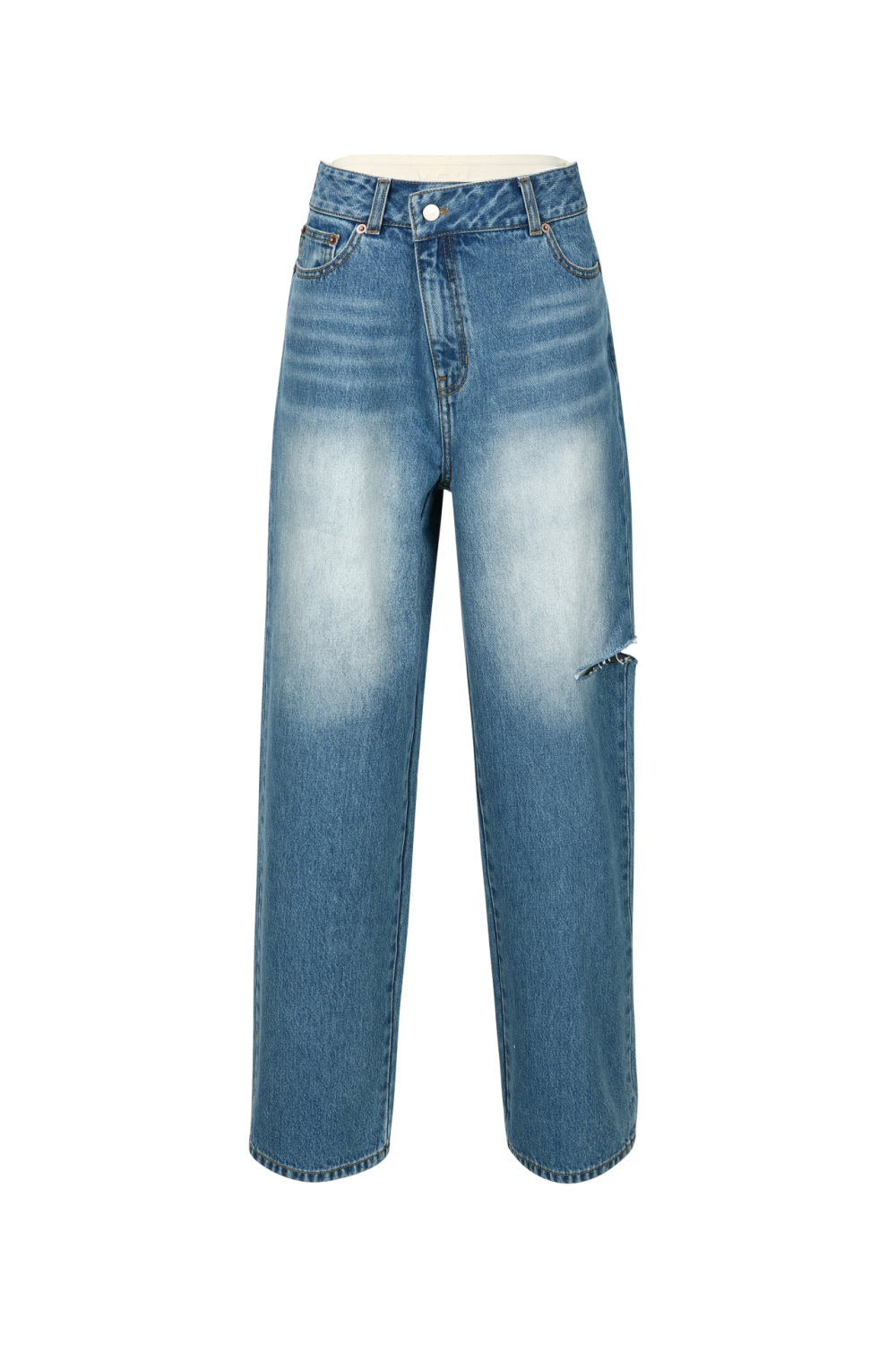 LOGO WAISTBAND CUTOUT JEANS (S23DB719BL)