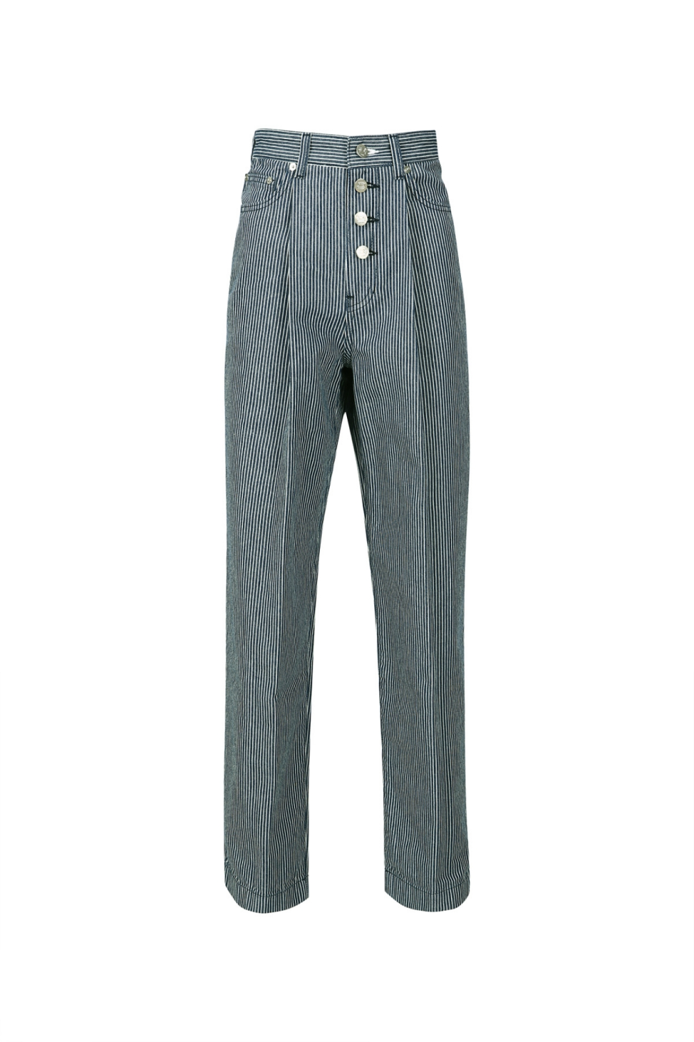 BUTTON-FRONT STRIPE JEANS (S23DB708BL)