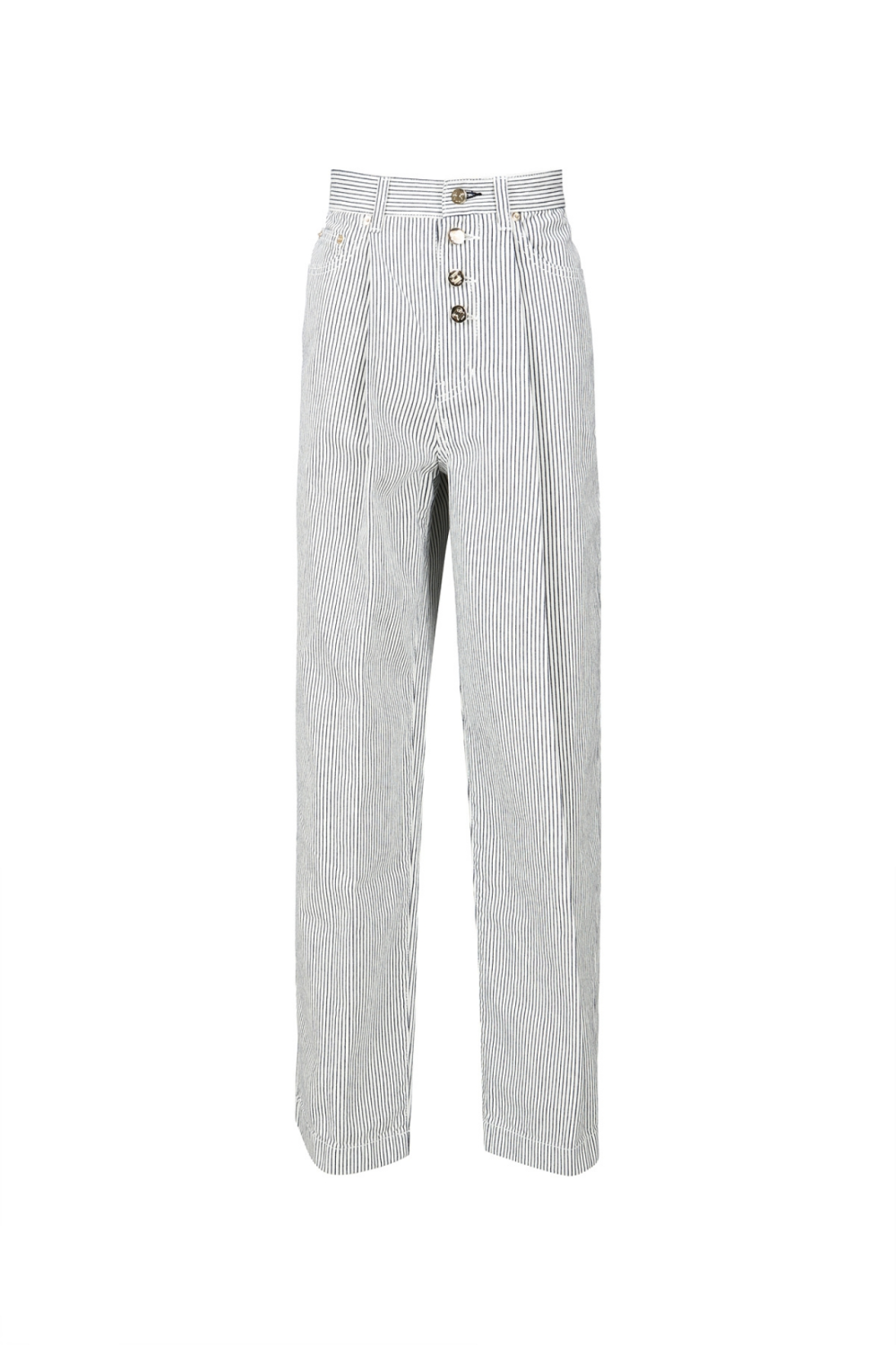 BUTTON-FRONT STRIPE JEANS (S23DB708WH)