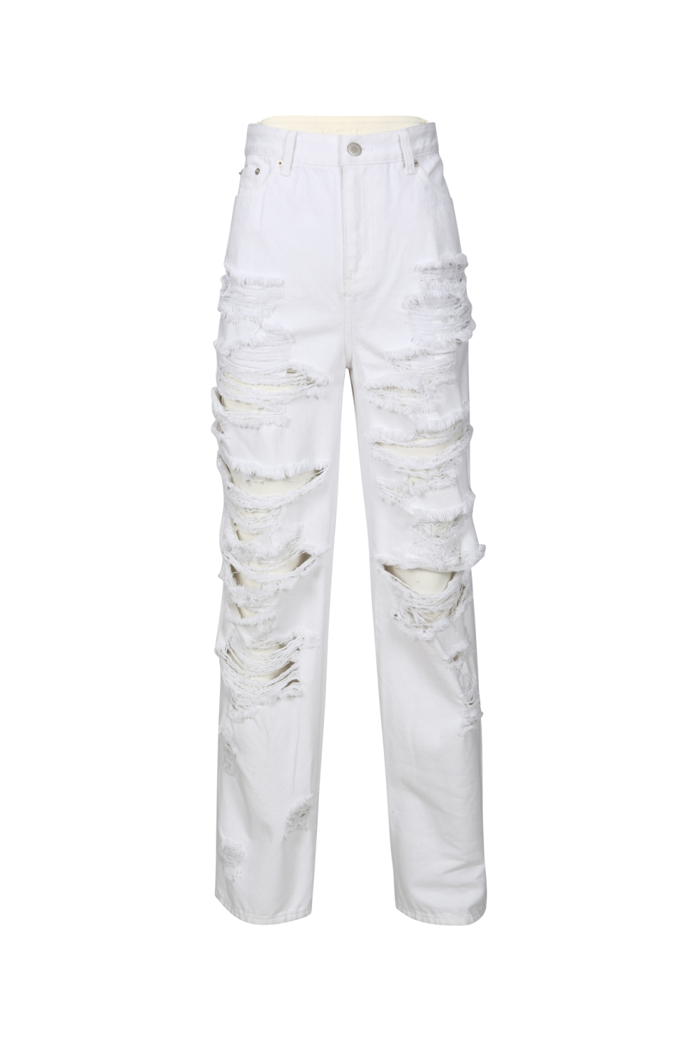 DISTRESSED STRAIGHT-LEG JEANS (S23DB703WH)