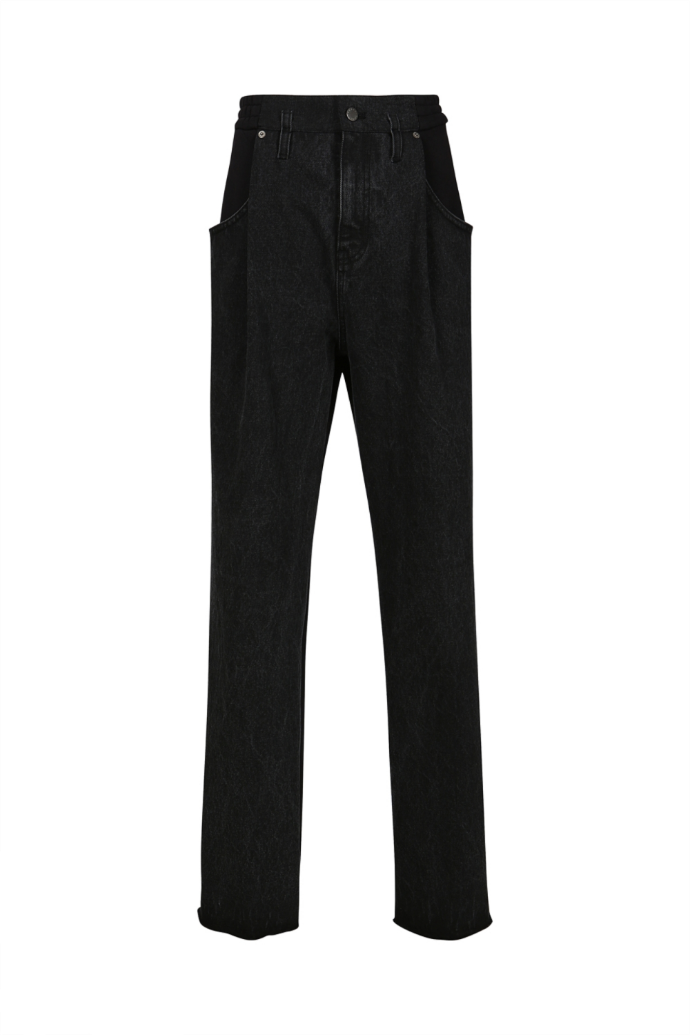 CONTRAST WIDE-LEG JEANS (R23DB105BK)