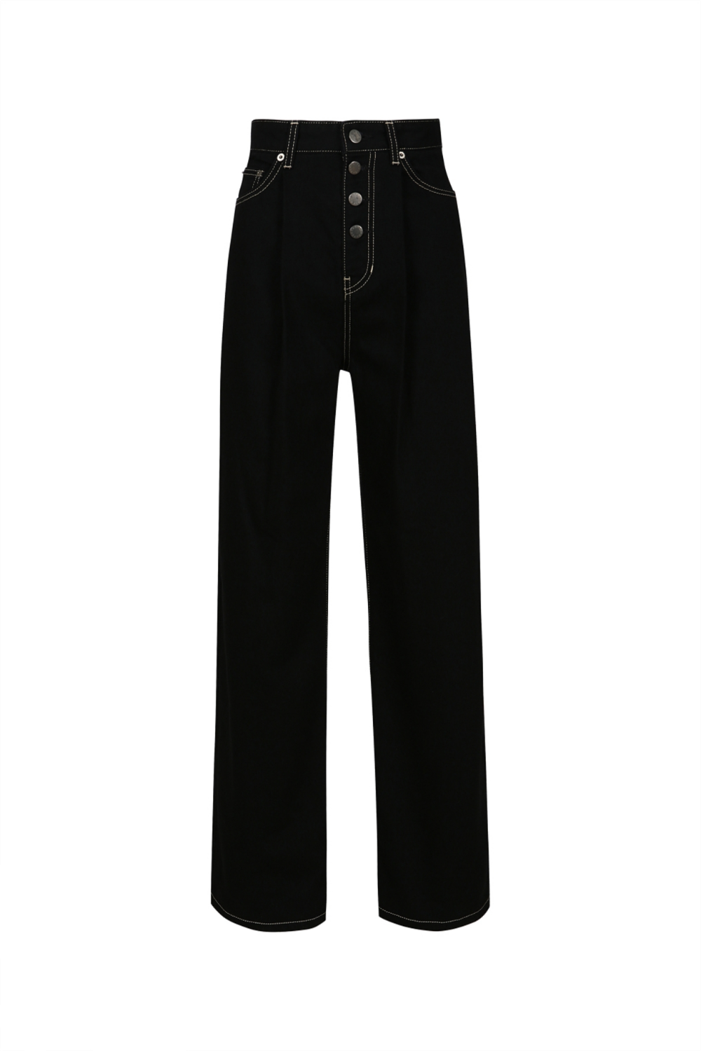 BUTTONED STRAIGHT-LEG JEANS (R23DB102BK)