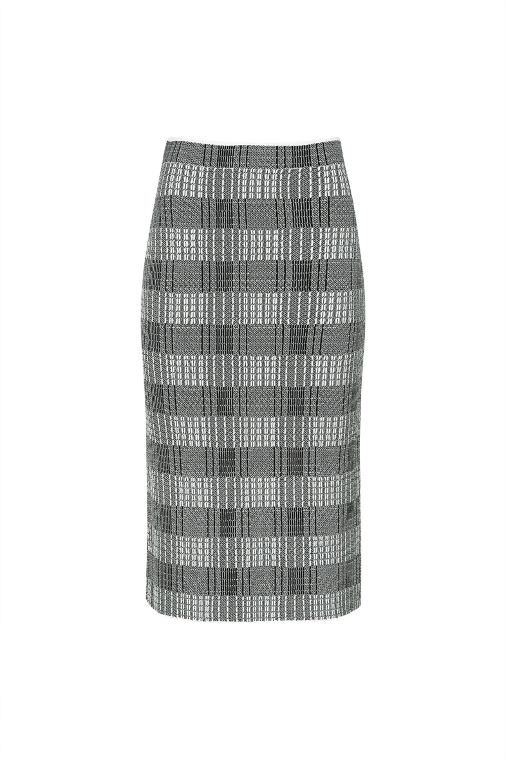 HIGH-RISE RIBBED-KNIT PENCIL SKIRT (R23KB200BK)