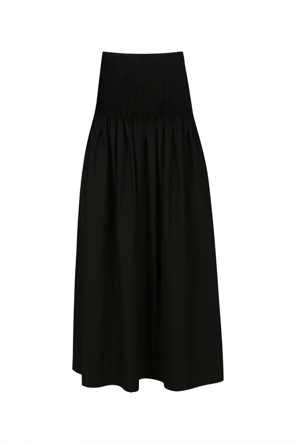 PLEATED FLARE LONGLINE SKIRT (R23SK104BK)