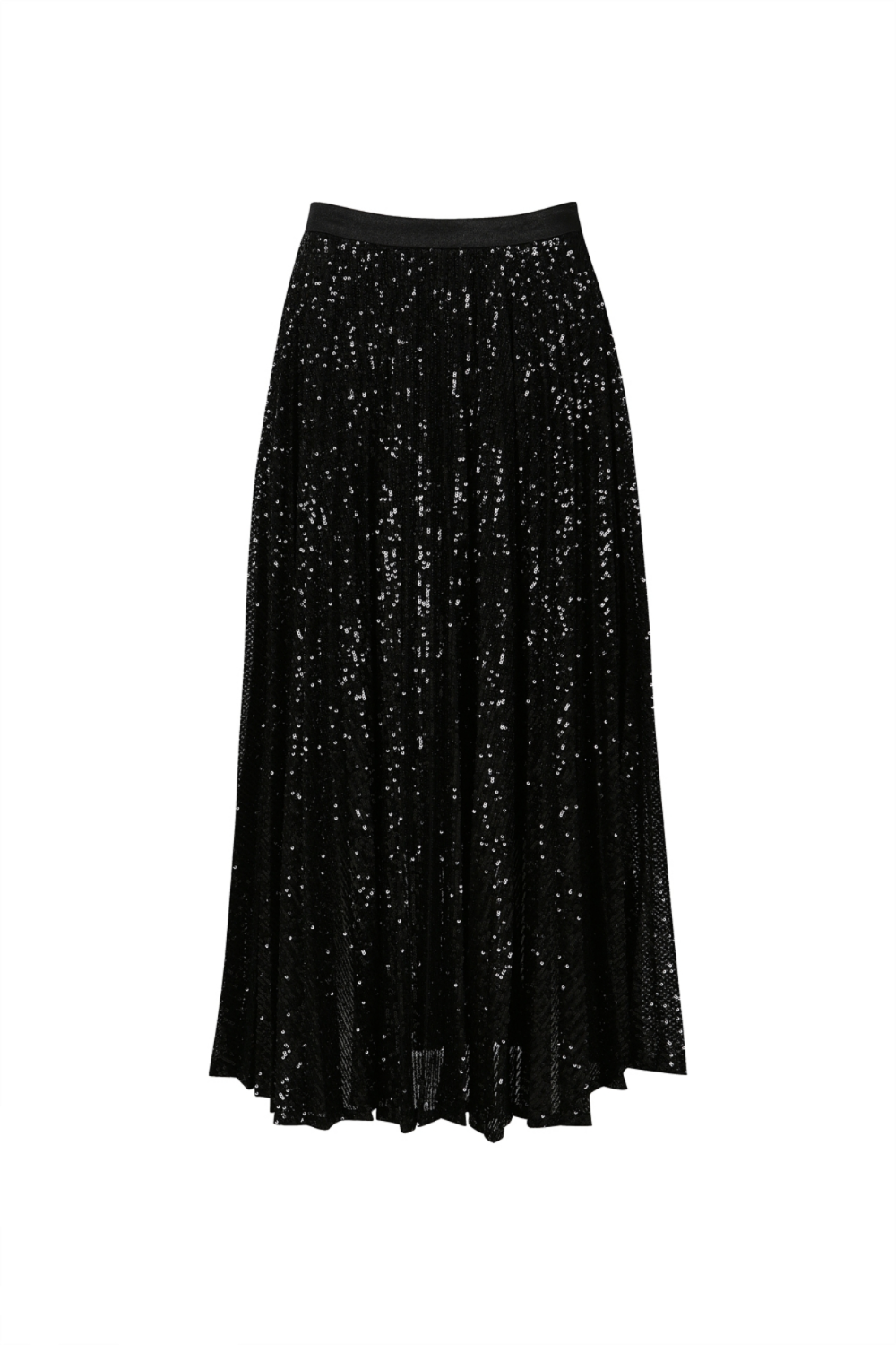 SEQUIN PLEATED SKIRT (R23SK103BK)