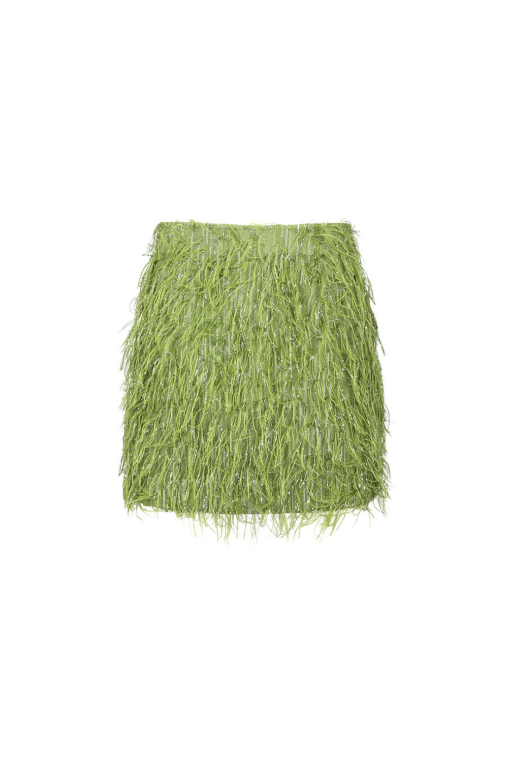 FEATHER-TRIM MINI SKIRT (F23SK505GN)