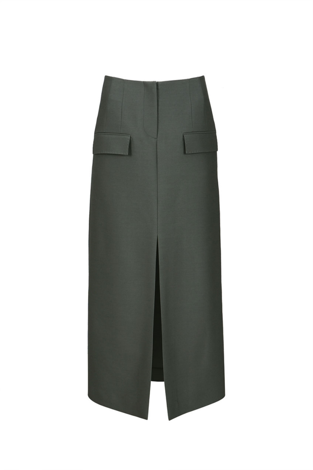 FRONT-SLIT MIDI SKIRT (F23SK504GY)