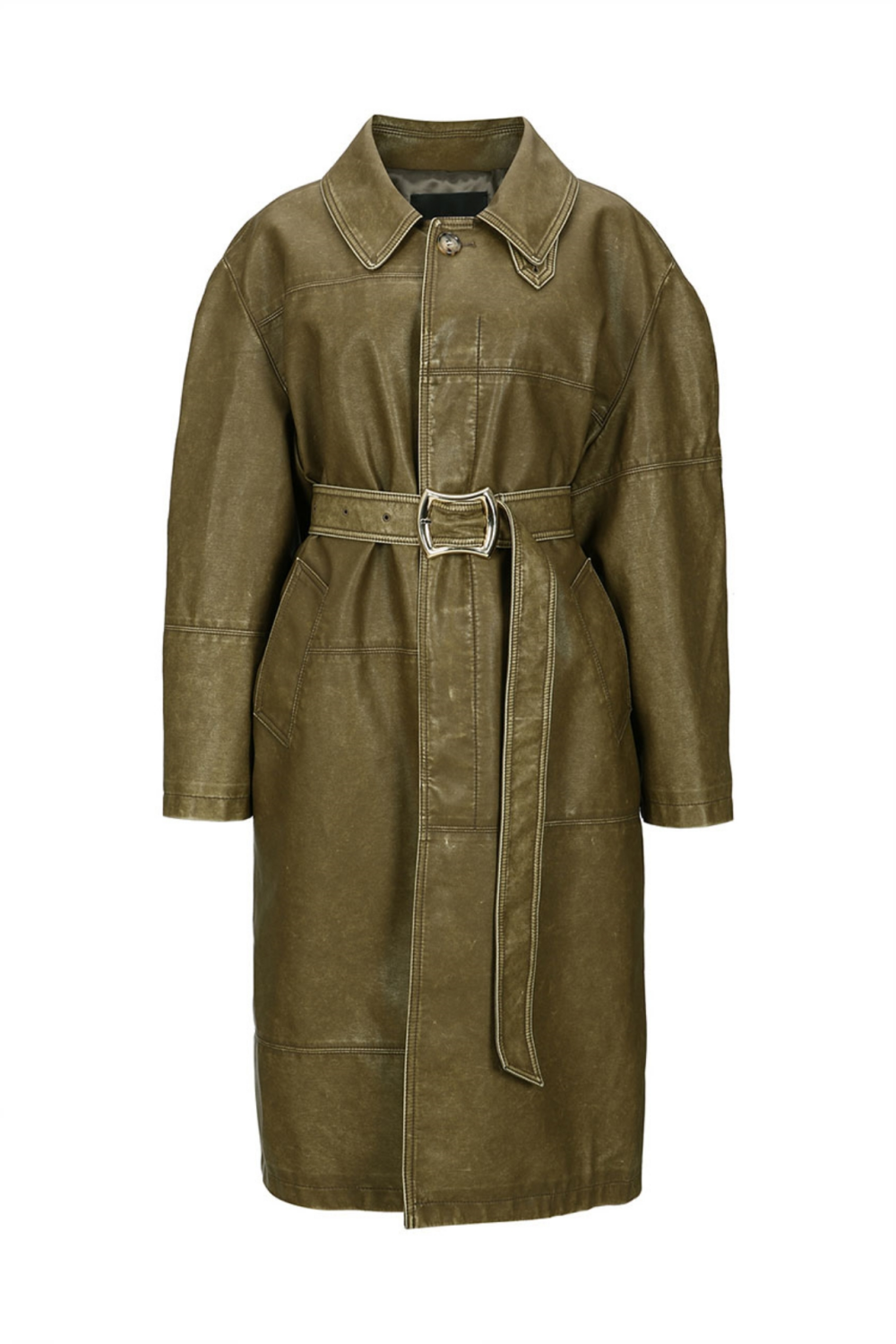 BELTED FAUX LEATHER COAT (F23OT004KK)