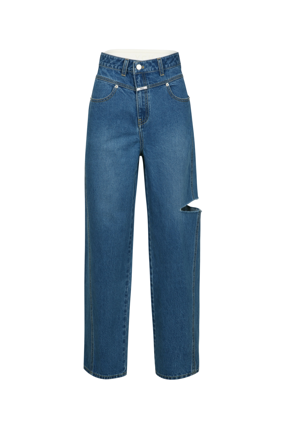 HIGH-WAIST CUT-OUT JEANS(W23DB710BL)