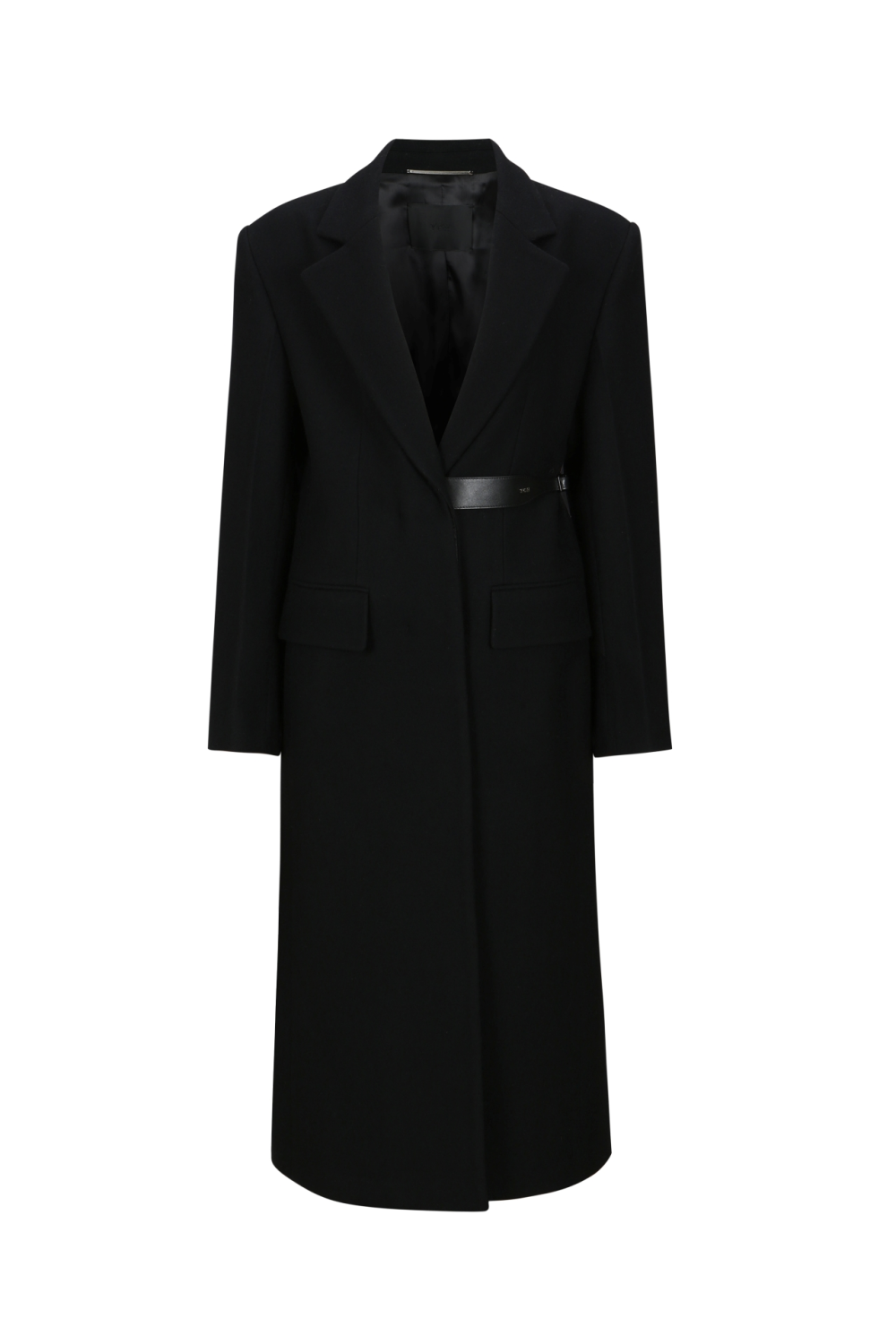 SINGLE-BREASTED BELTED COAT(W23OT018BK)