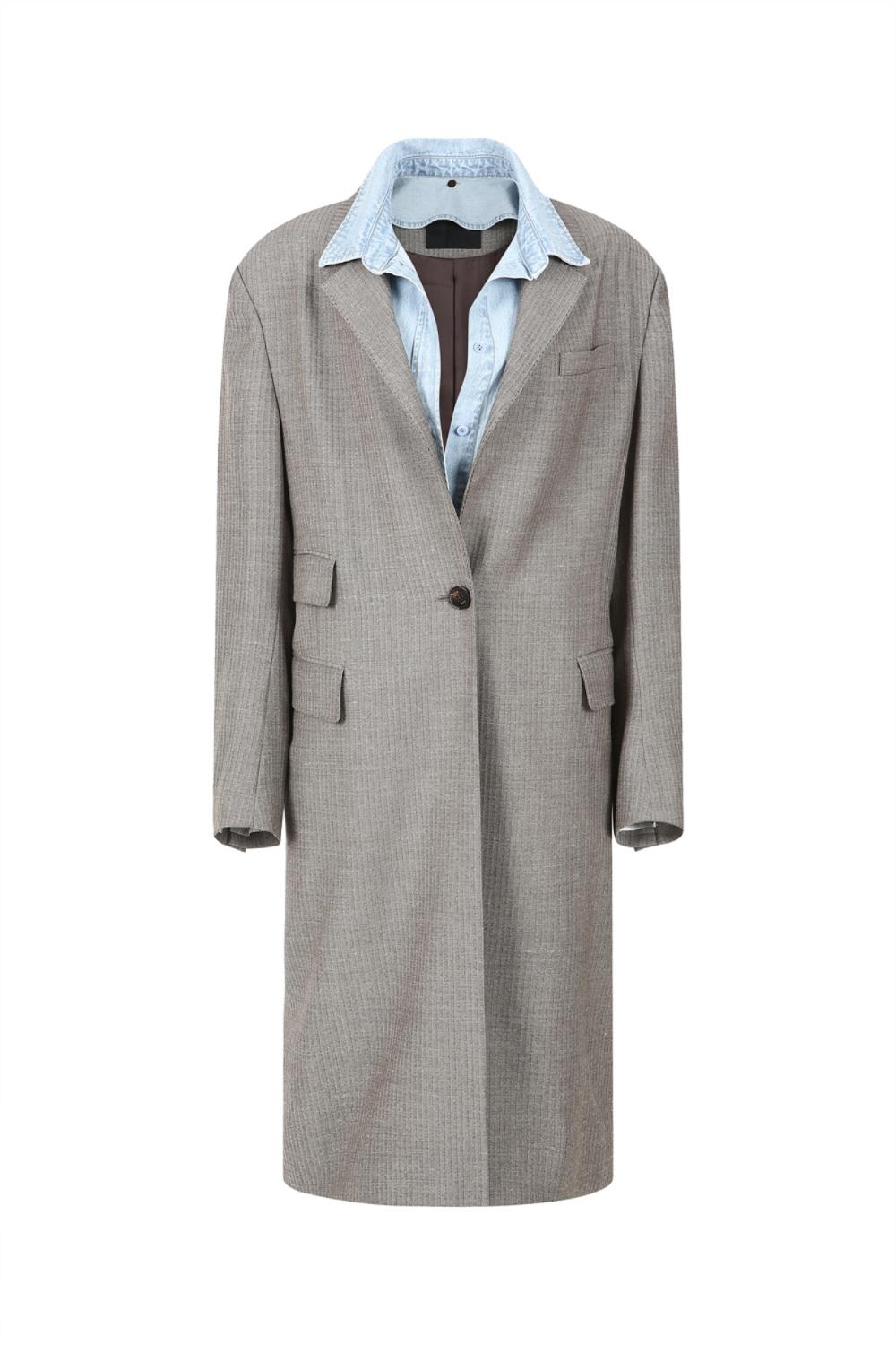 DETACHABLE SHIRTS LAYERED LONG COAT (RT22JK031BR)