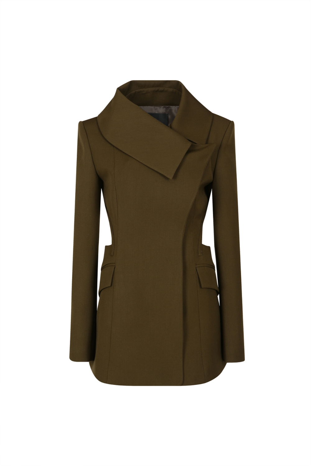ASSYMETRIC-COLLAR WOOL JACKET (F22SU204BR)