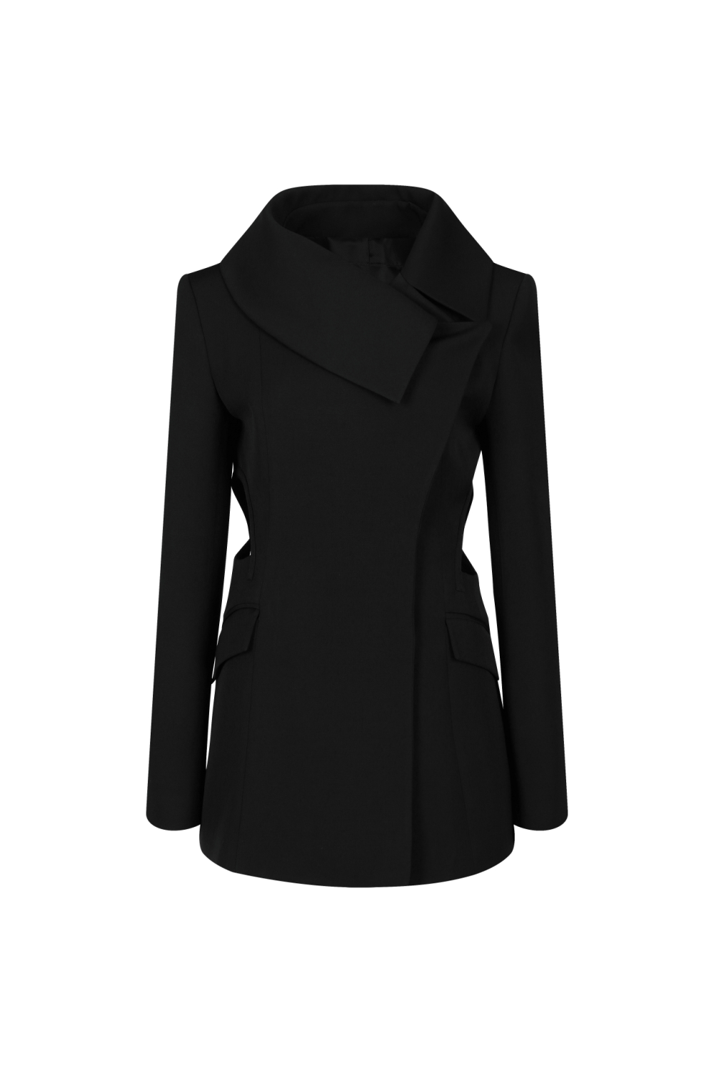 ASSYMETRIC-COLLAR WOOL JACKET (F22SU204BK)