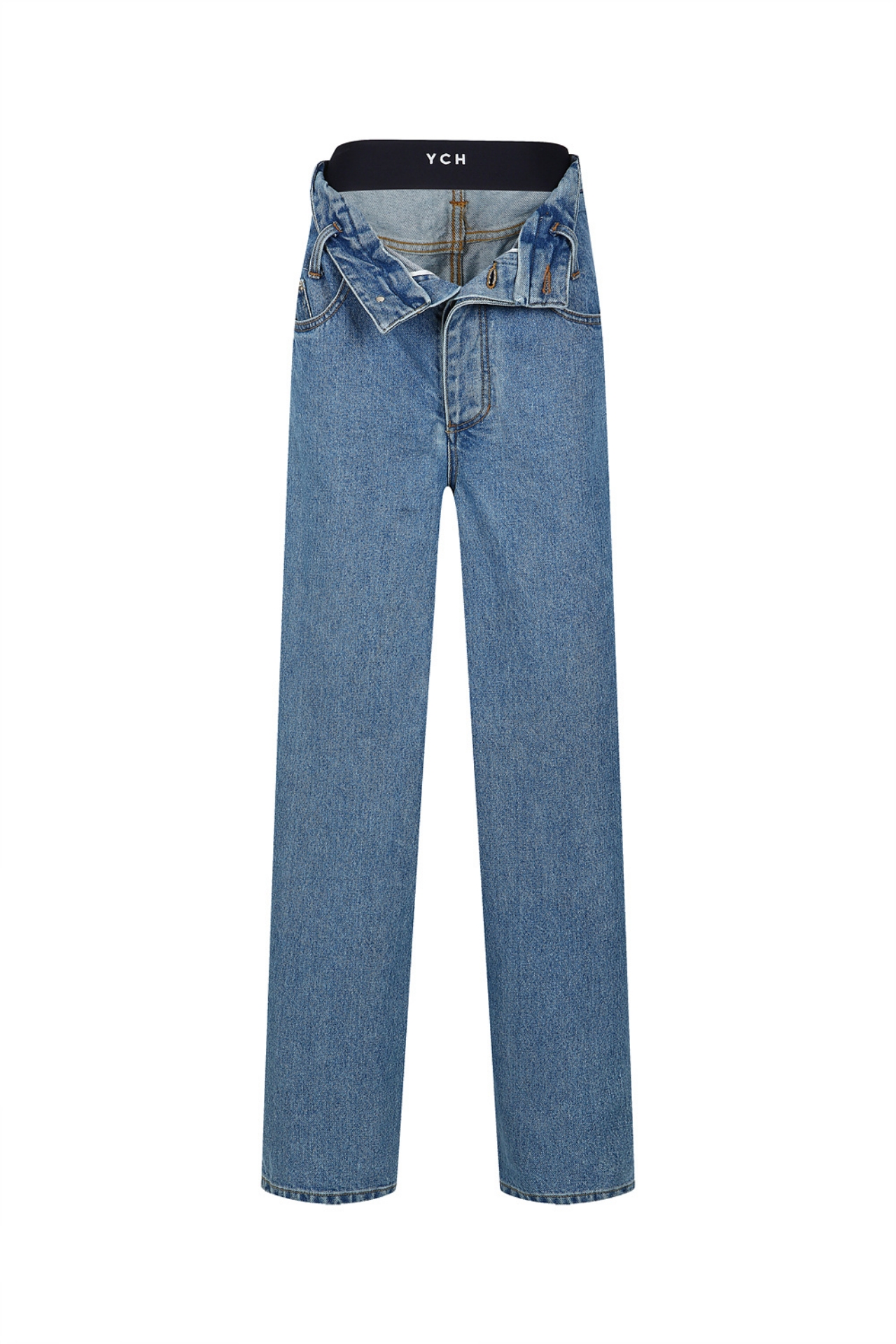 FLIPPED WAISTBAND JEANS (W22DB101BL)