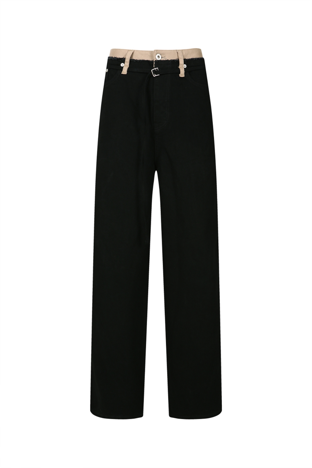 HIGH-RISE BELTED STRAIGHT-LEG JEANS (W22DB100BK)