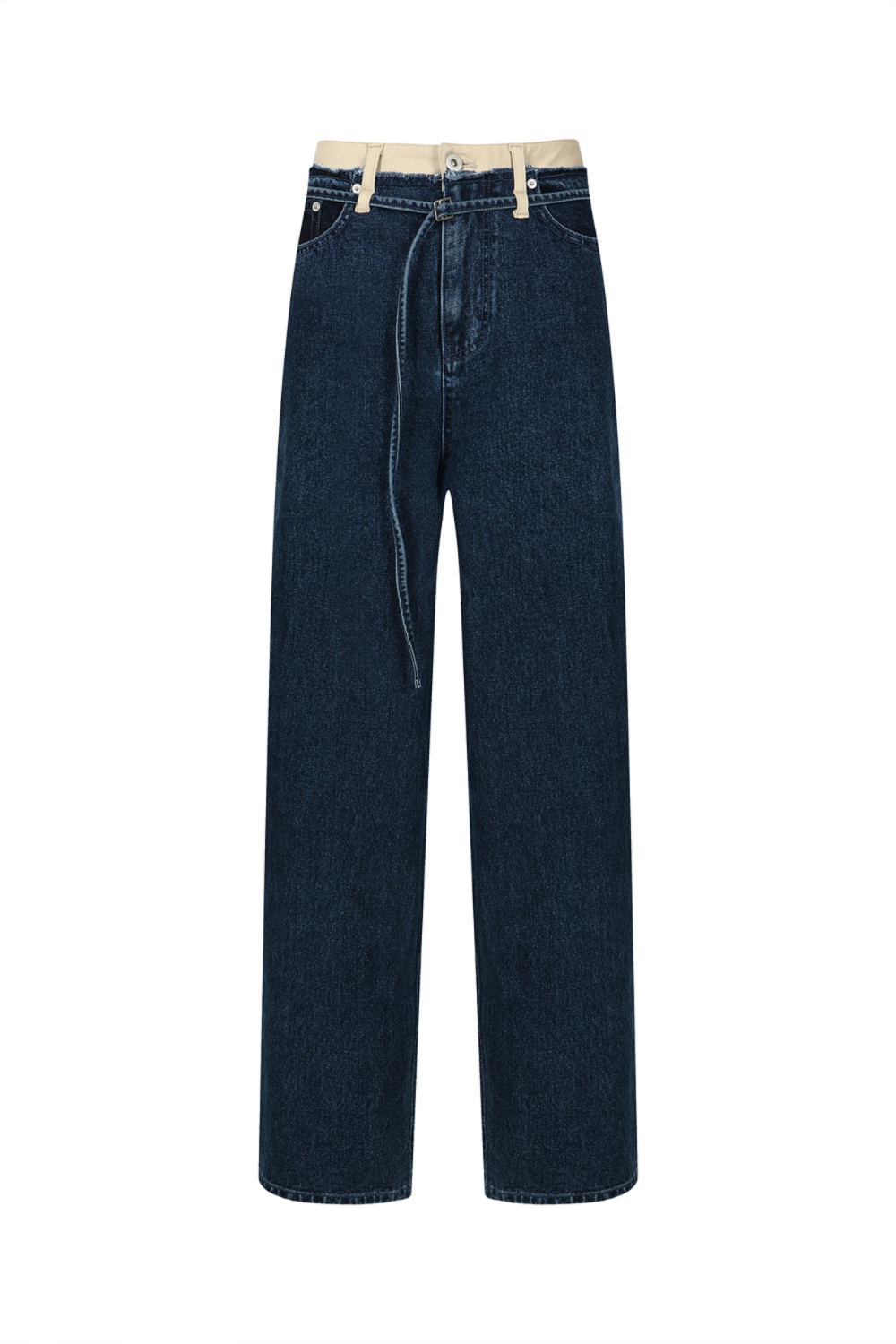 HIGH-RISE BELTED STRAIGHT-LEG JEANS (W22DB100BL)