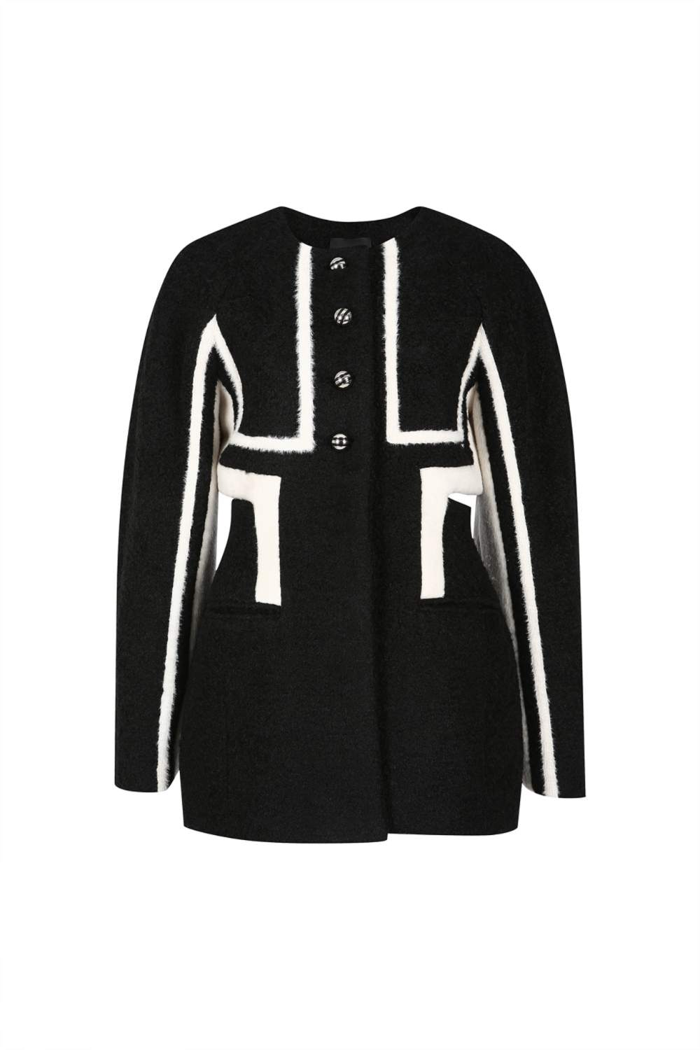 COLLARLESS CUT-OUT JACKET (W22SU207BK)