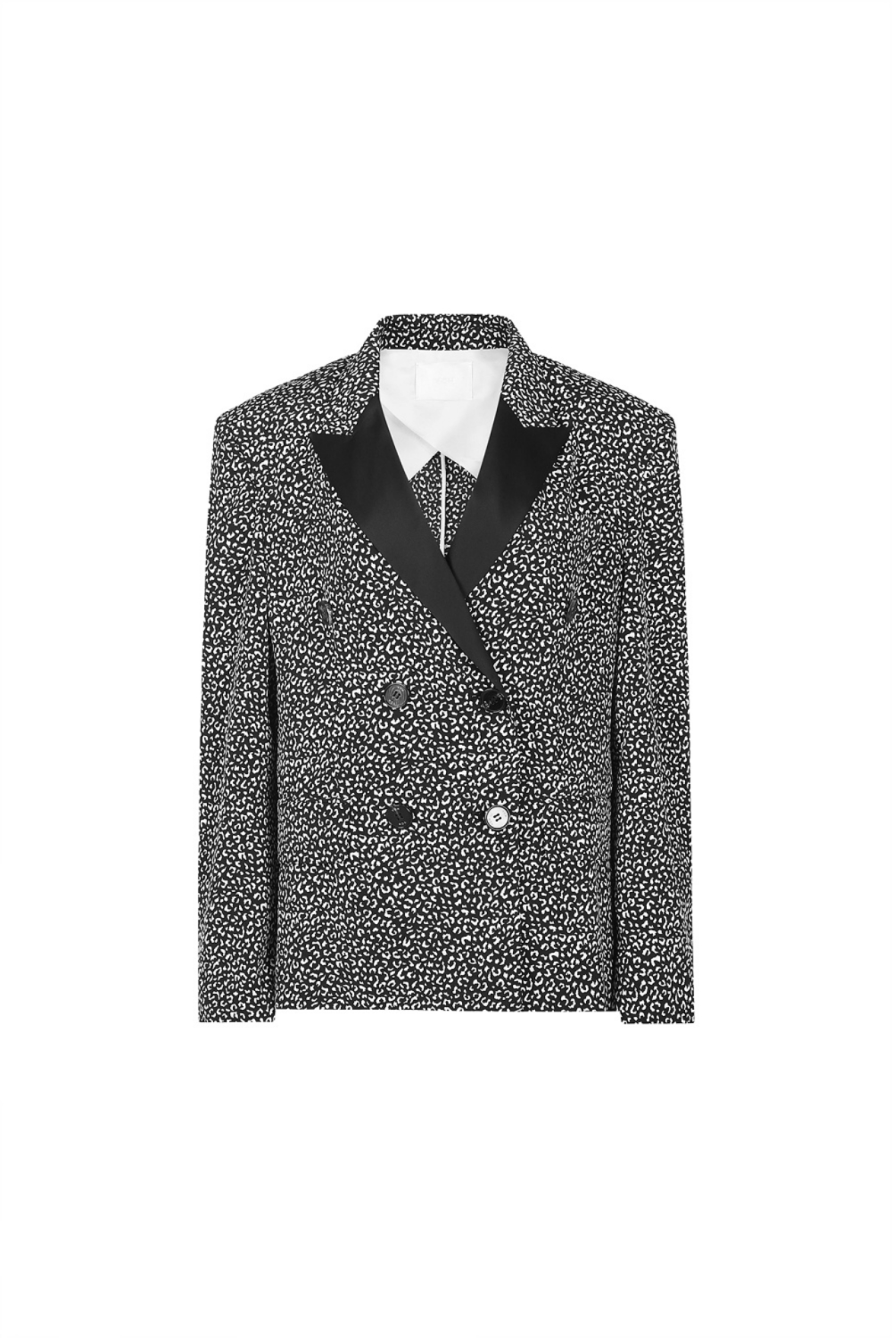 Double-breasted Leopard Pattern Jacket (21SJK018BK)