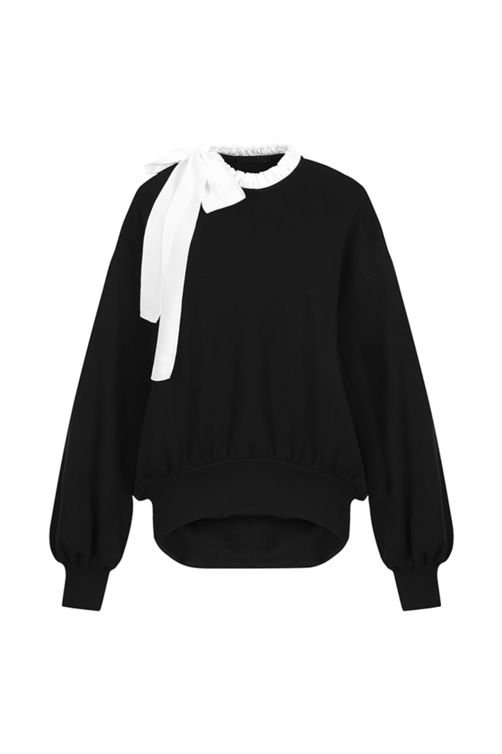 HIGH NECK RIBBON SWEATSHIRT (FW21TS008BK)