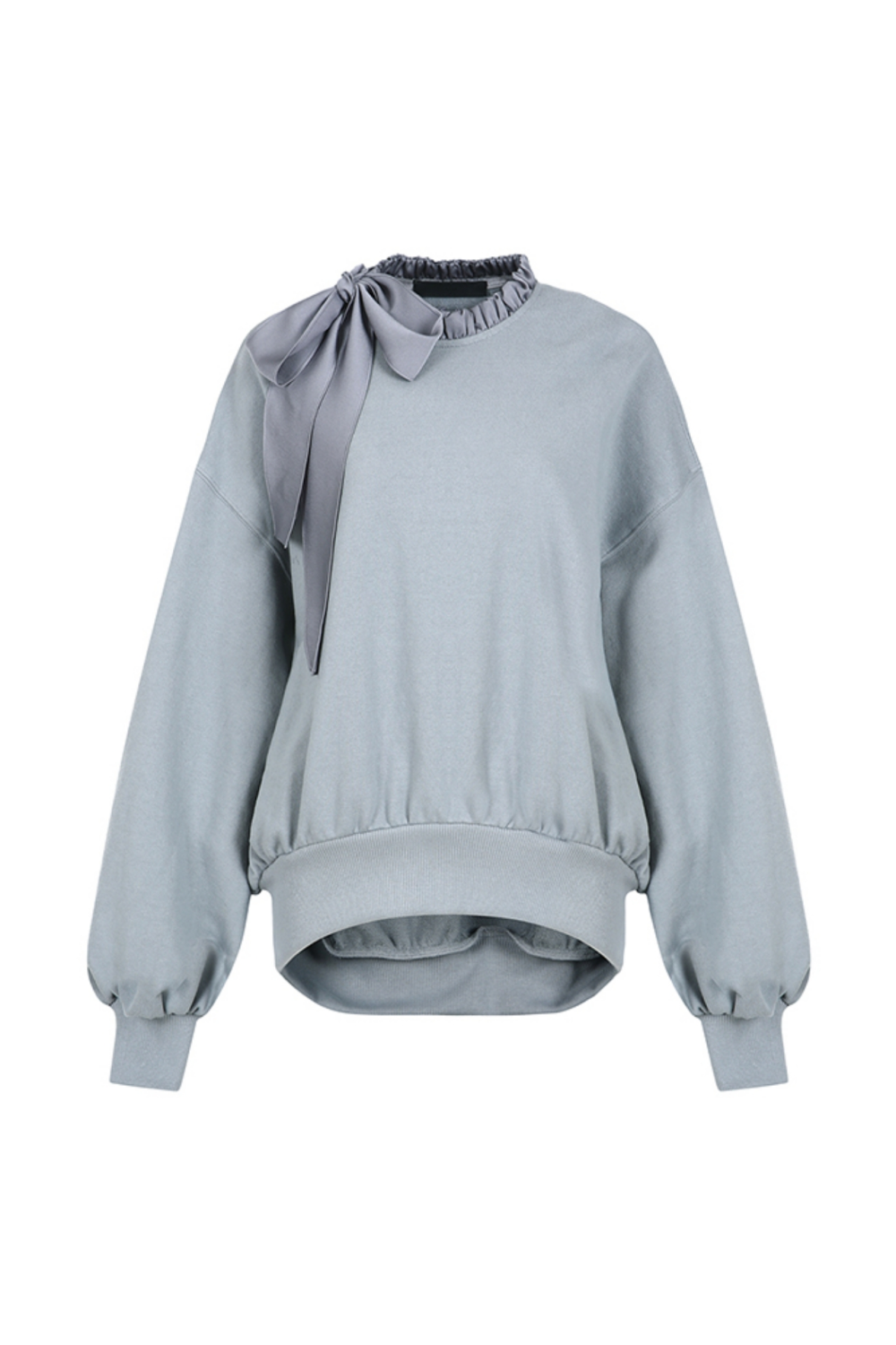 HIGH NECK RIBBON SWEATSHIRT (FW21TS008GY)