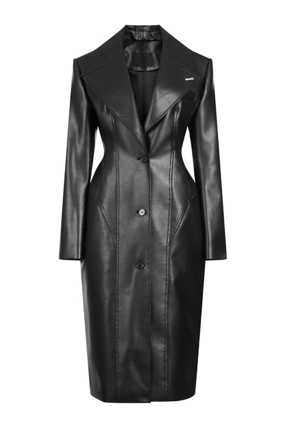 VEGAN LEATHER CORSET COAT (FW21CT010BK)