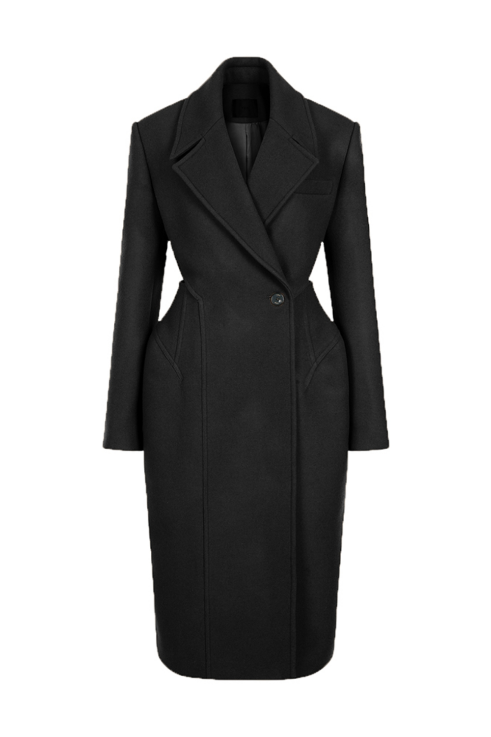 WOOL-BLEND CUT OUT DETAILED COAT (FW21CT004BK)