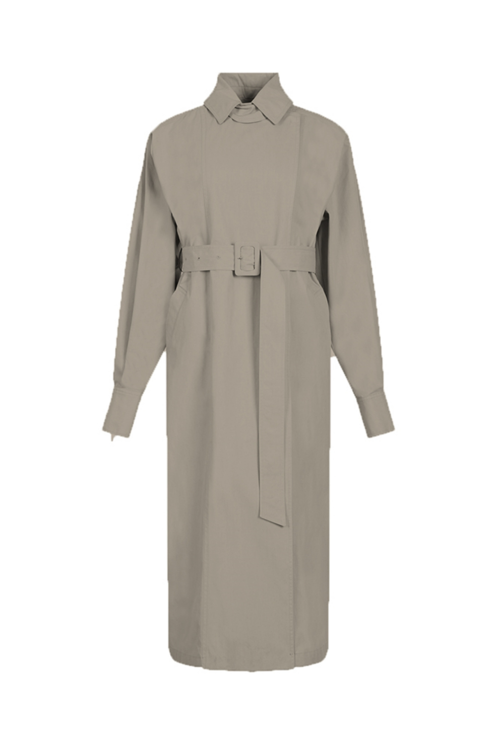 COTTON-BLEND BELTED TRENCH COAT WITH ATTACHABLE INNER VEST (FW21CT003KK)