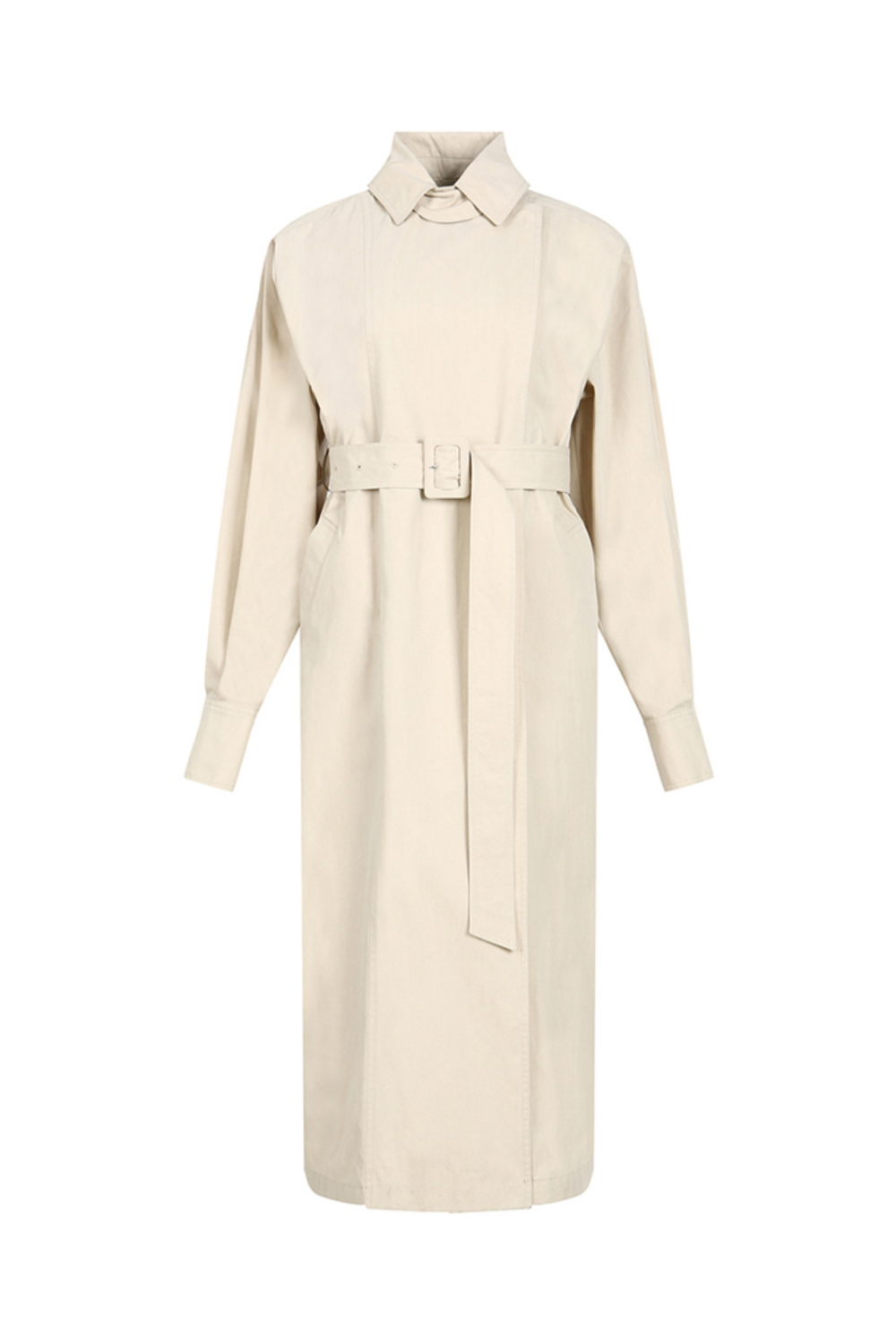 COTTON-BLEND BELTED TRENCH COAT WITH ATTACHABLE INNER VEST (FW21CT003BE)