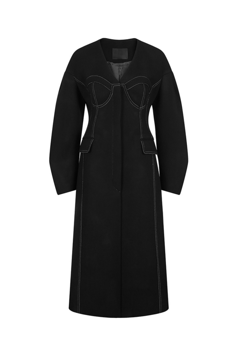COLLARLESS BUSTIER DETAILED COAT (FW21CT001BK)