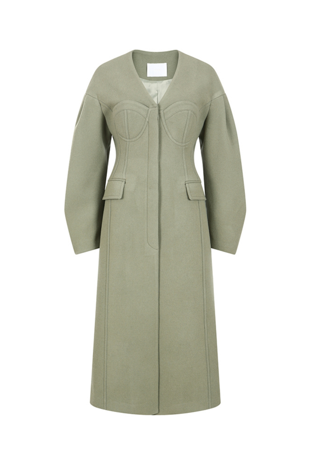 COLLARLESS BUSTIER DETAILED COAT (FW21CT001GY)