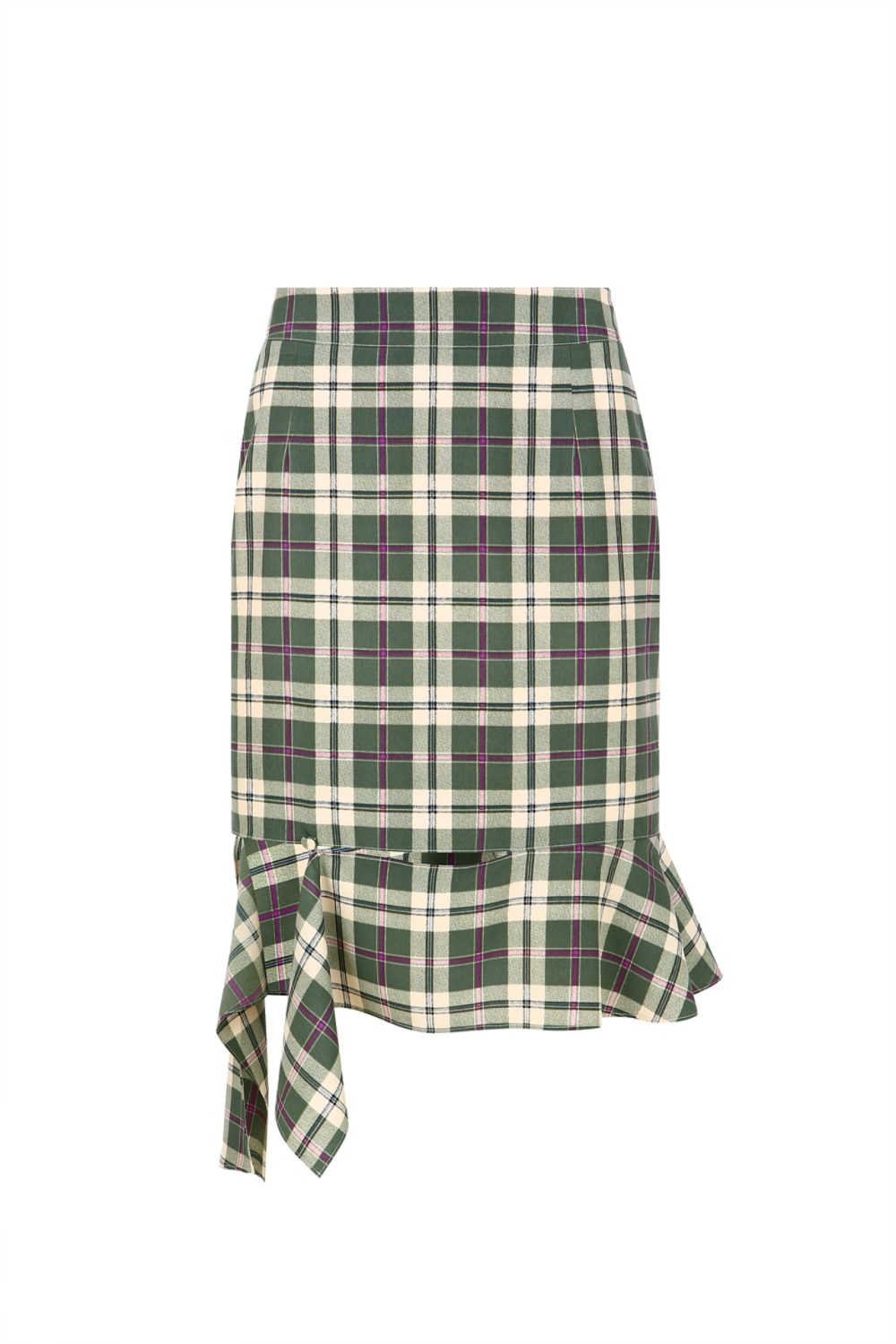 CHECKERED PATTERN TAIL DETAILED SKIRT (PF21SK005OL)