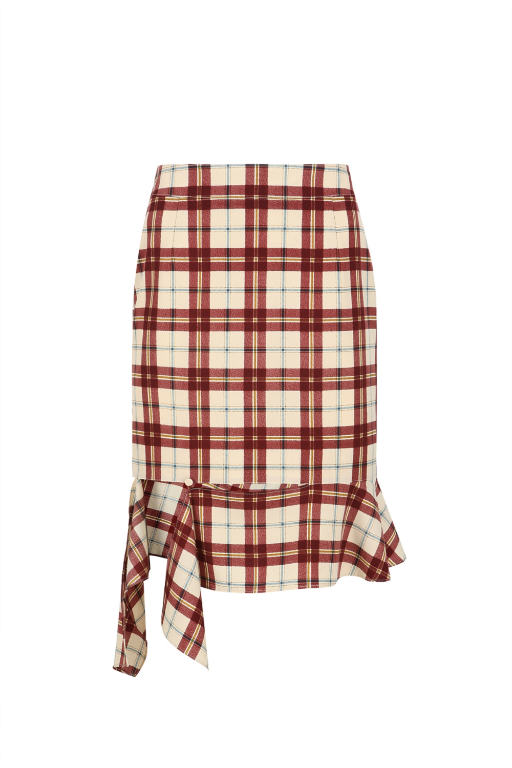 CHECKERED PATTERN TAIL DETAILED SKIRT (PF21SK005WN)