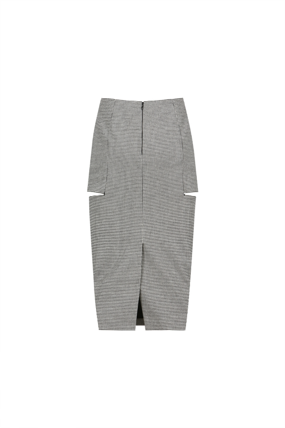 HOUNDSTOOTH CUT-OUT DETAILED LONG SKIRT (PF21SK004BK)