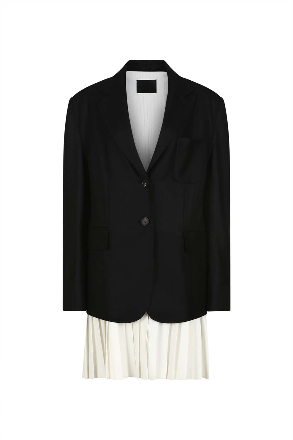OVERSIZED WOOL JACKET WITH PLEATED SKIRT DETAIL (PF21JK014BK)