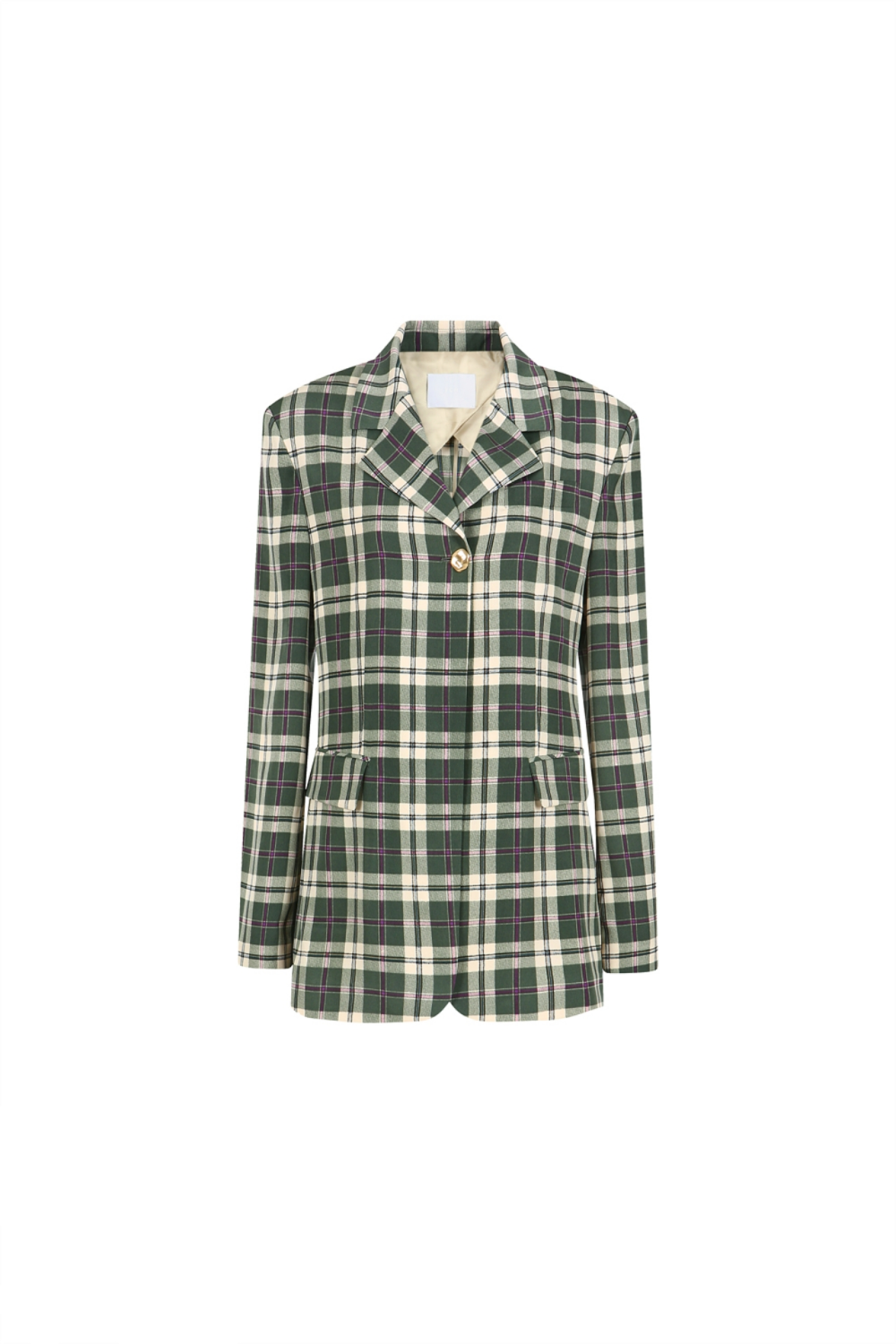 VINTAGE CHECKERED PATTERN ONE BUTTON JACKET (PF21JK011OL)