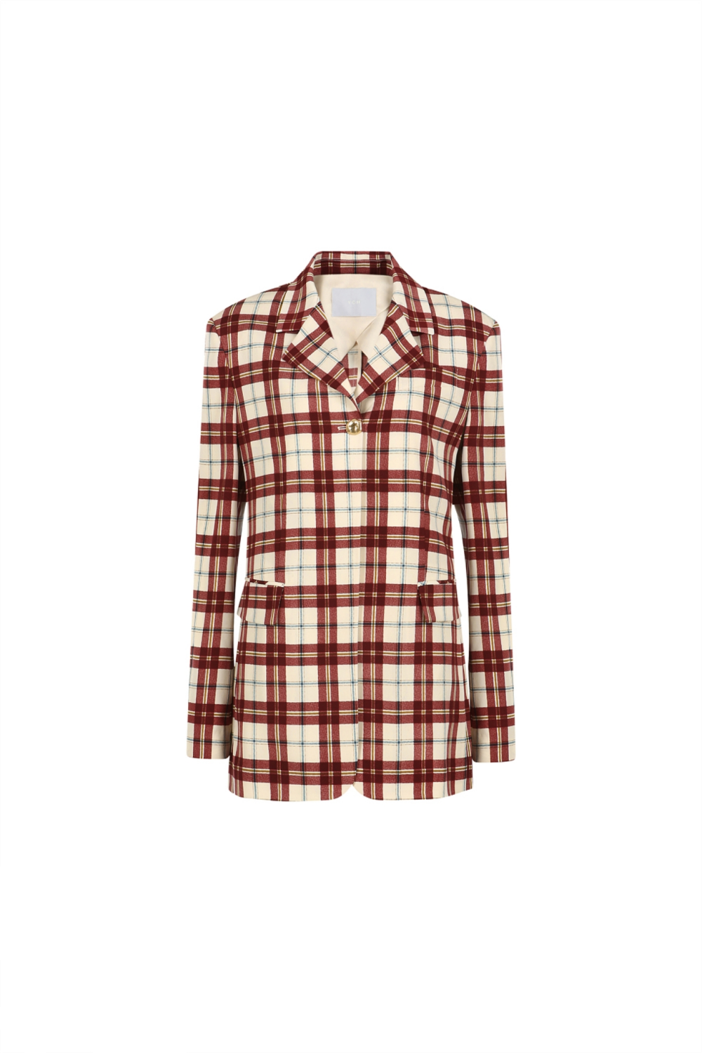 VINTAGE CHECKERED PATTERN ONE BUTTON JACKET (PF21JK011WN)