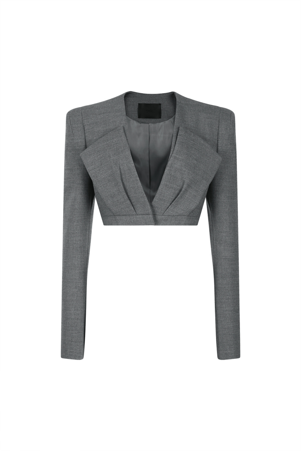 COLLARLESS CROP JACKET (PF21JK010GR)