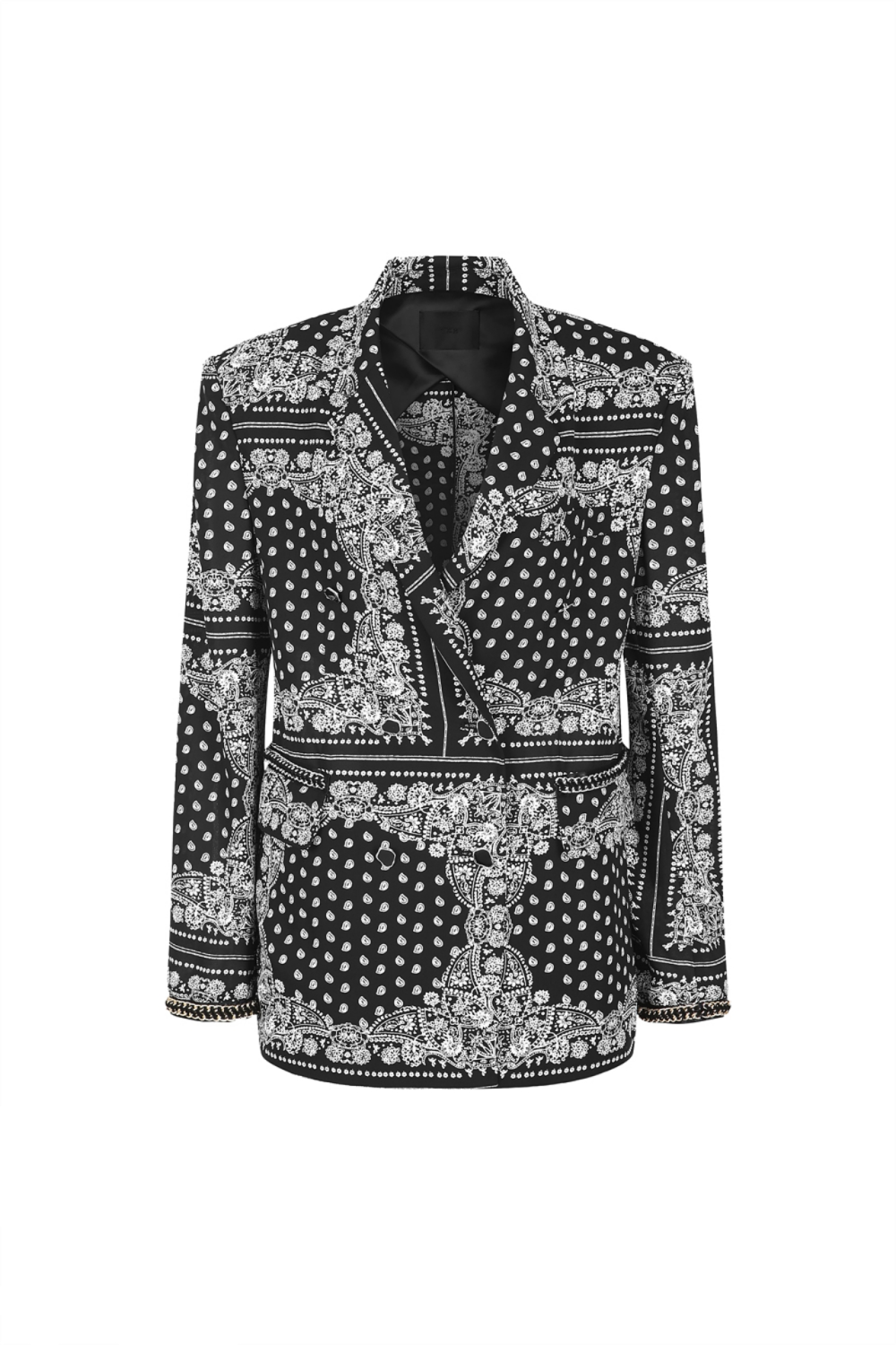 SCARF PATTERN JACKET CHAIN APPLIED ON POCKET AND WRIST (PF21JK008BK)