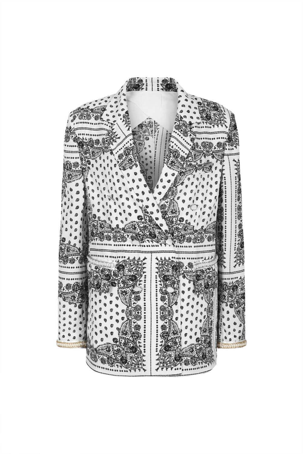 SCARF PATTERN JACKET CHAIN APPLIED ON POCKET AND WRIST (PF21JK008IV)