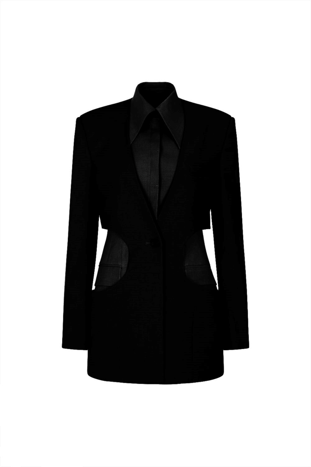 CUT- OUT DETAILED DOUBLE LAYER JACKET (PF21JK007BK)