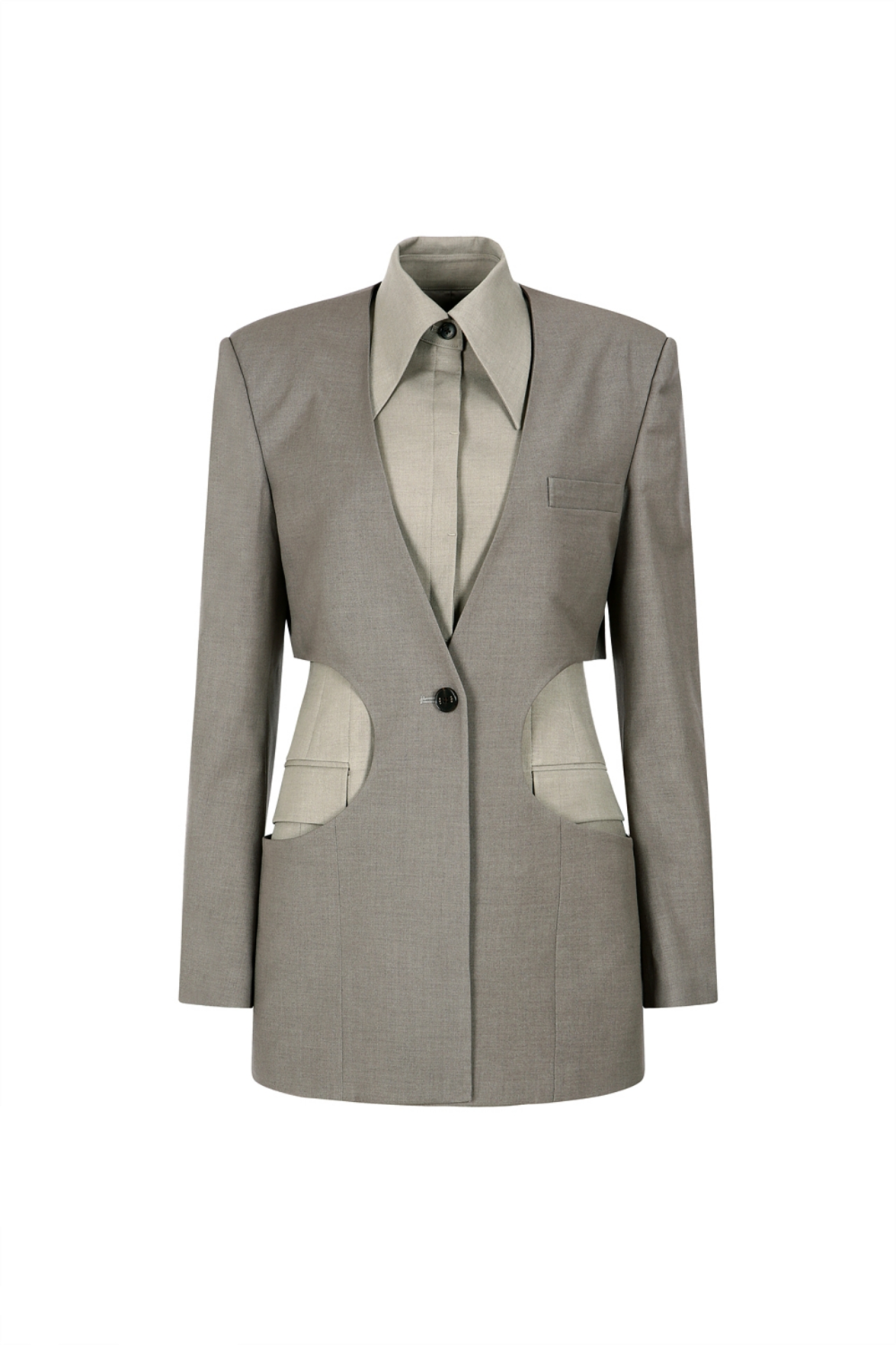 CUT- OUT DETAILED DOUBLE LAYER JACKET (PF21JK007MO)