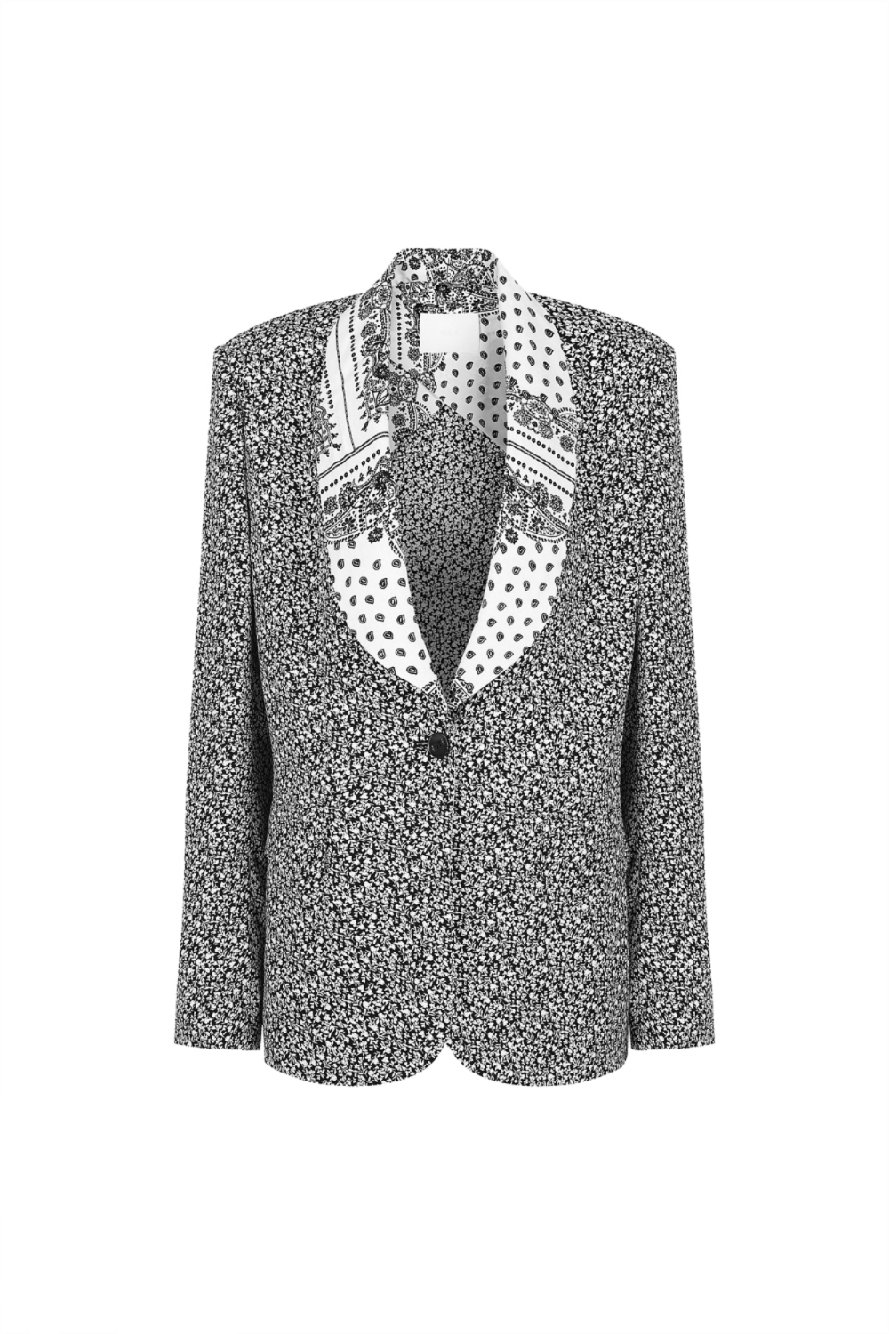 SCARF LAPEL ONE BUTTON JACKET (PF21JK004BK)