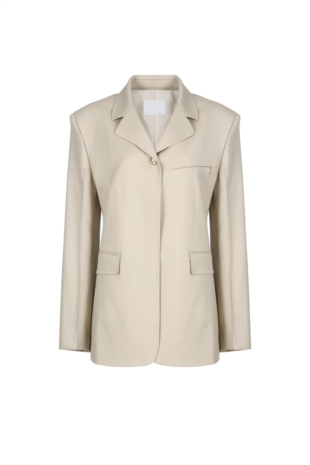 ONE BUTTON JACKET WITH ZIPPER ON POCKET (PF21JK002BE)